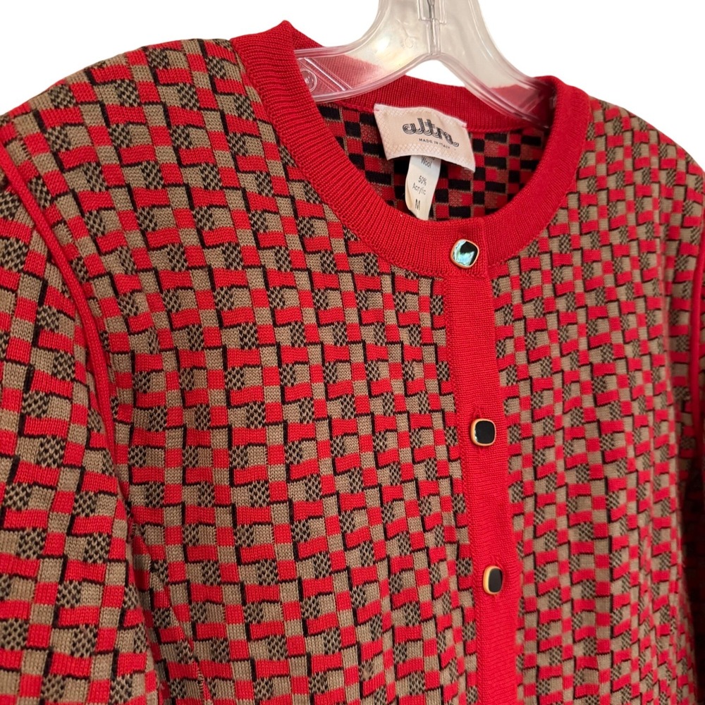 Altra Vintage Italian Wool Cardigan Sweater Women's Medium Red Retro Cottagecore